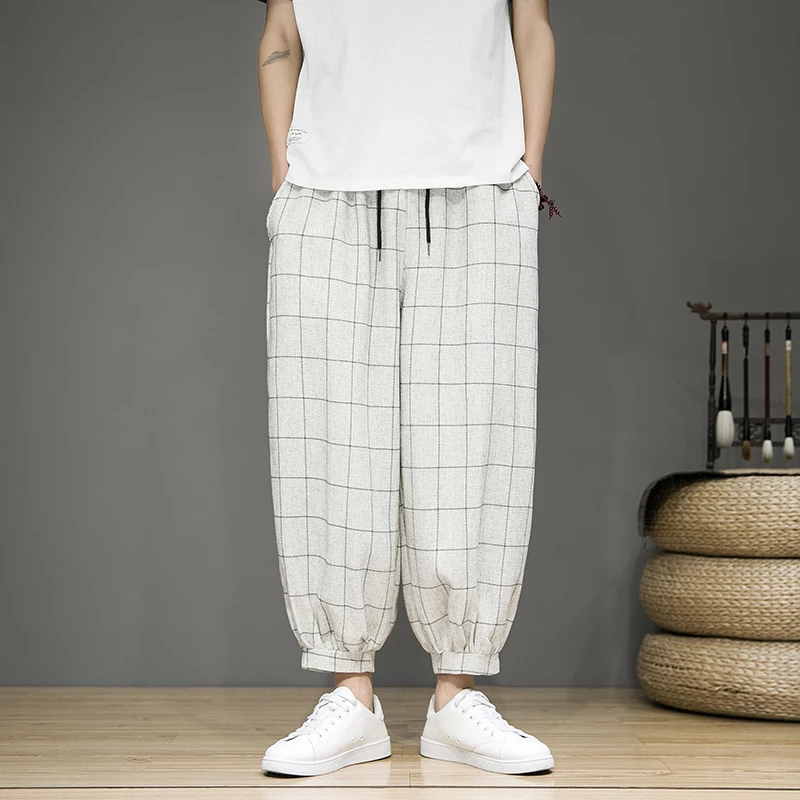 Gridline Linen Trouser