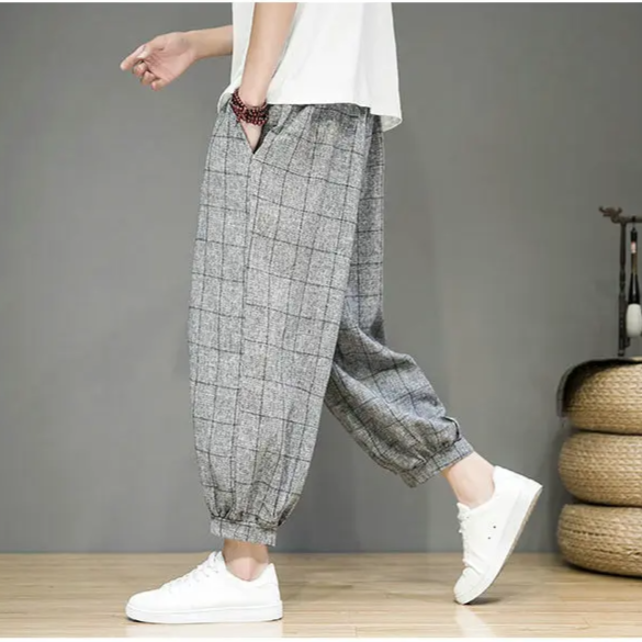 Gridline Linen Trouser