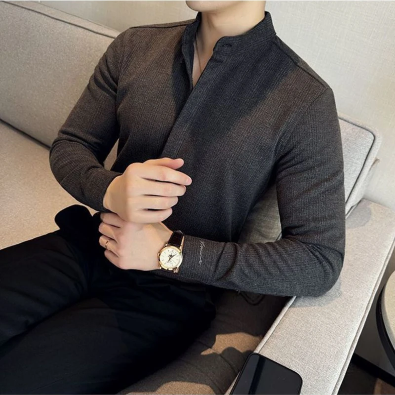 Mandarin Button-Up Shirt