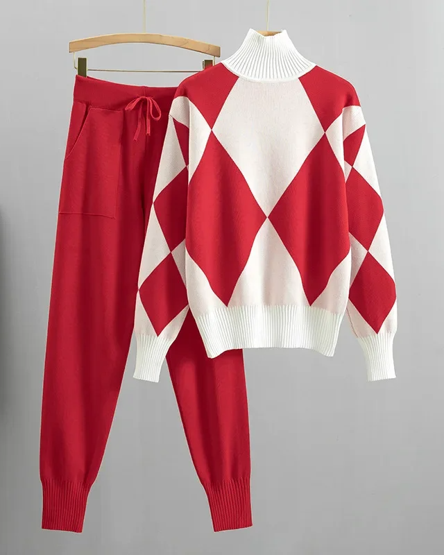 Hudson Argyle Knit Set